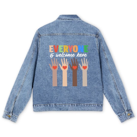 Everyone Is Welcome Here Idaho Teacher Men's Denim Jackets