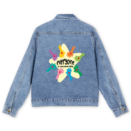 Everyone Is Welcome, Idaho Teacher, teacher, idaho Men's Denim Jackets
