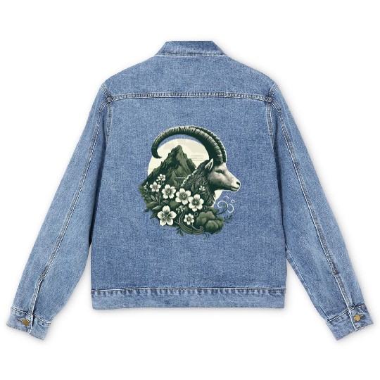 Capricorn Zodiac Sign - Mountain Goat Astrology Men's Denim Jackets