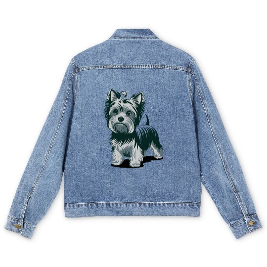 Adorable Yorkshire Terrier Art for Dog Lovers Men's Denim Jackets