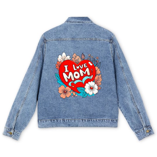 Mother day: I love mom gif Men's Denim Jackets