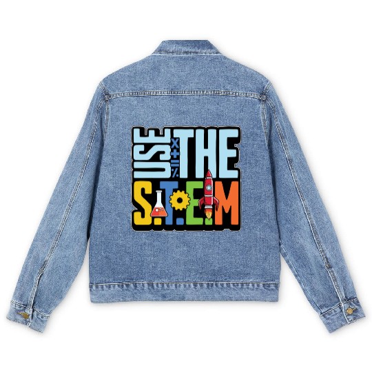 STEM Teacher Use The STEM Loves Computer Science Men's Denim Jackets