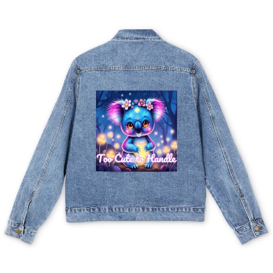 Magical Neon Koala – Fantasy Art with Glowing Nigh Men's Denim Jackets