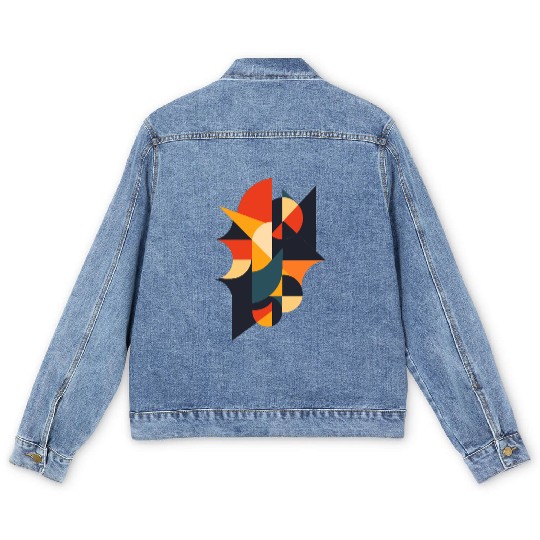 Retro Abstract Geometric Art Men's Denim Jackets