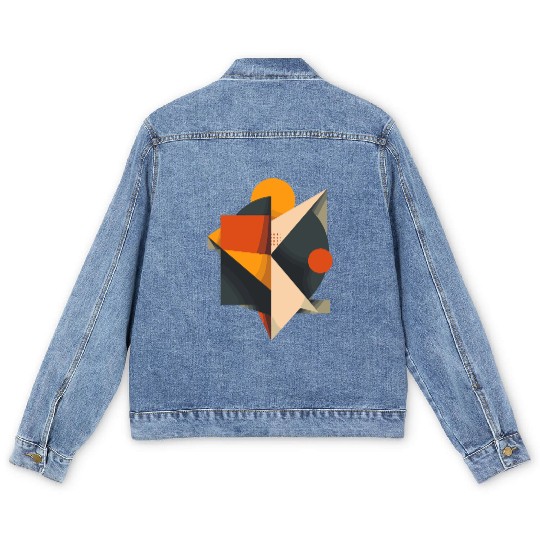Modern Retro Geometric Composition Men's Denim Jackets