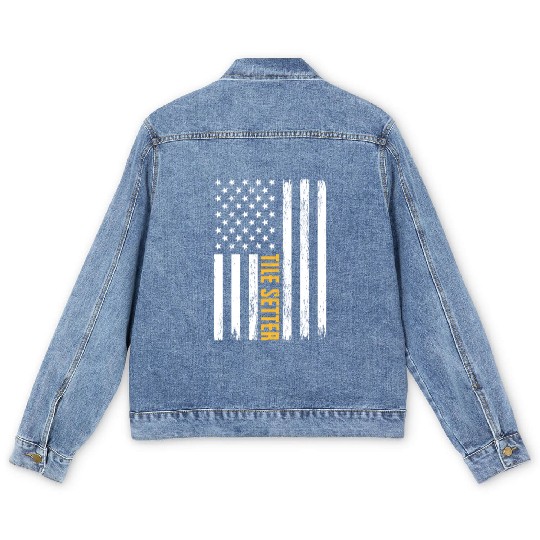 Tile Setter American Flag Patriotic Work Men's Denim Jackets