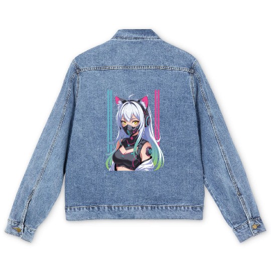 Futuristic Cyberpunk Girl Men's Denim Jackets