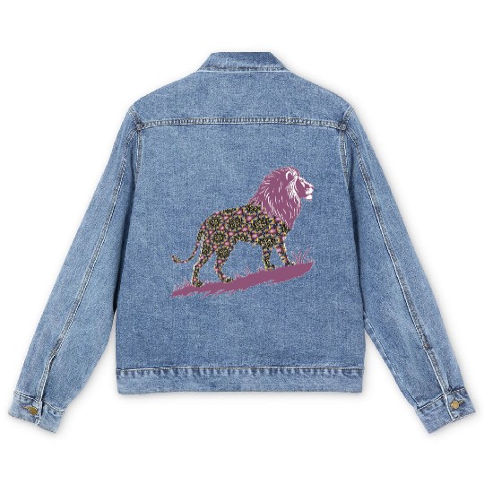 Star of David Pattern 1 Lion of Judah Men's Denim Jackets