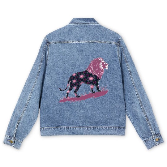 Star of David Pattern 20 Lion of Judah Men's Denim Jackets