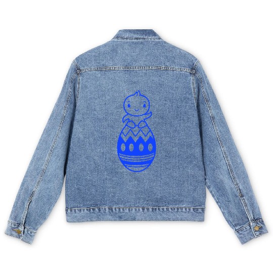 Chick Sits On Giant Easter Egg Waving Easter Sweet Men's Denim Jackets