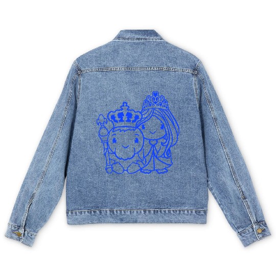 2 Ducks King Queen Prince Princess Couple Crown Men's Denim Jackets