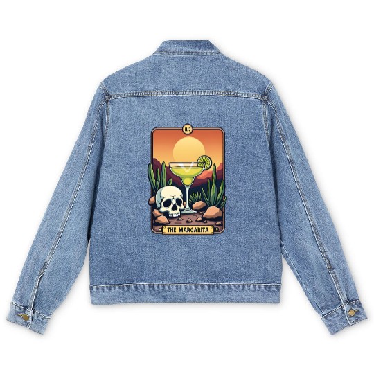 Mexican Cinco De Mayo The Margarita Tarot Card Men's Denim Jackets