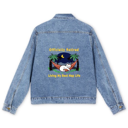 Retired Cat - Living the Dream Men's Denim Jackets