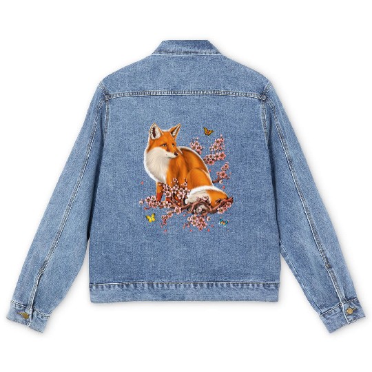 Fox Cherry Blossom Men's Denim Jackets