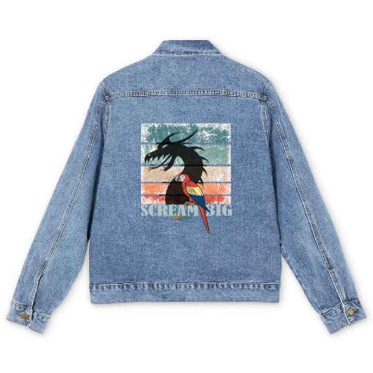 Scream Big Parrot Dragon Fusion Men's Denim Jackets