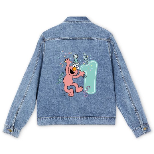 Sesame Street Birthday Design With Elmo One Year Men's Denim Jackets