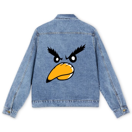 Raven bird looks evil cool funny comic humor face Men's Denim Jackets
