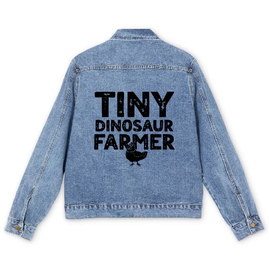 Dinosaur Funny Dino Farmer - Tiny Dinosaur farmer Men's Denim Jackets