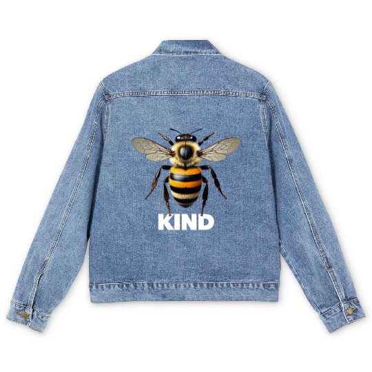 Bumble bee kind cute birthday present Men's Denim Jackets