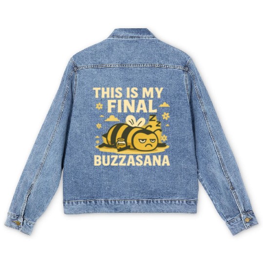 This Is My Final Buzzasana Lazy Yoga Bee Men's Denim Jackets
