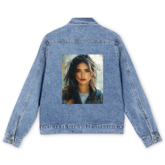 Urban Glow: Painted Horizon Men's Denim Jackets