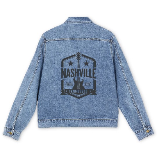 Nashville Music City Guitar Tennessee Men's Denim Jackets