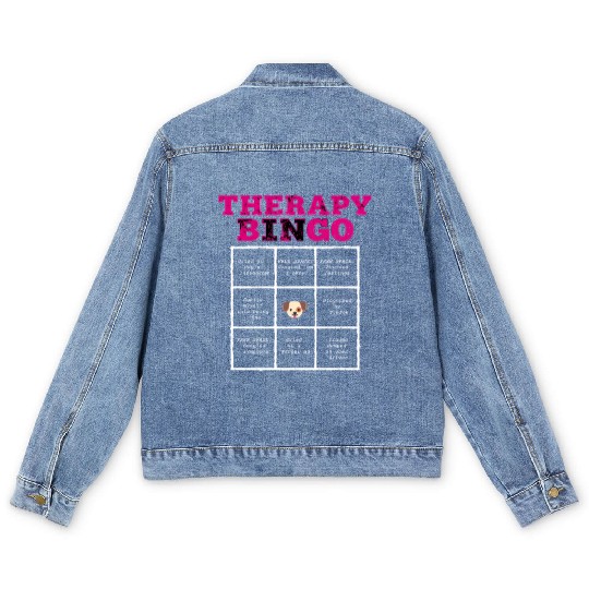 Therapy Bingo Card Men's Denim Jackets Dark Humor Mental Healt