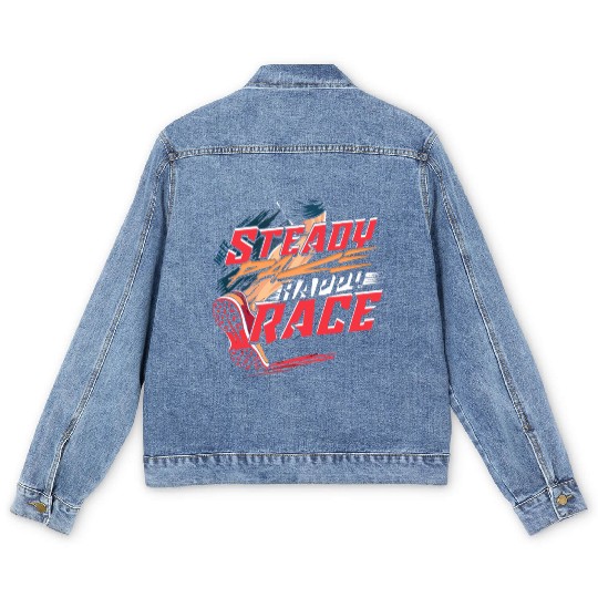 Marathon Marathoner Steady Place Happy Race Men's Denim Jackets