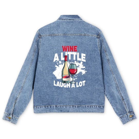 Barkeeper Bartender Wine A Litte Laugh A Lot Men's Denim Jackets