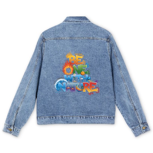 Be One With Nature Typography Men's Denim Jackets