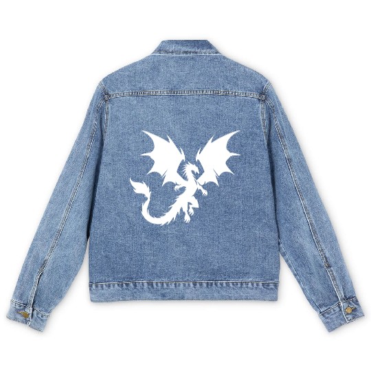 Large Flying Dragon With Huge Wings Men's Denim Jackets