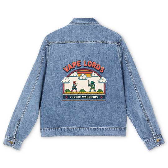 Vape Lords: Cloud Warriors Retro Game Men's Denim Jackets