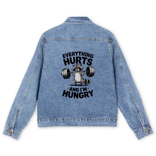 Everything Hurts And I'm Hungry Fitness Gym Sport Men's Denim Jackets