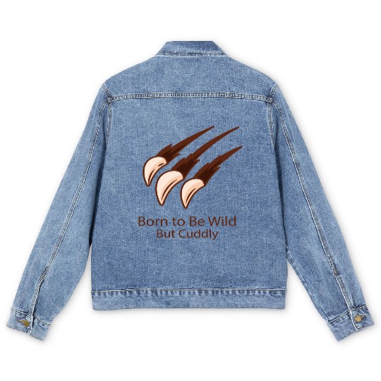 Born to Be Wild – But Cuddly Cuddles with Claws Men's Denim Jackets