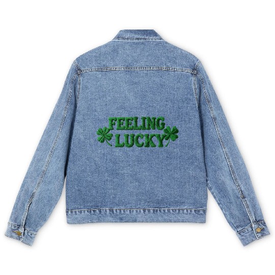Feeling Lucky Shamrocks Clover Men's Denim Jackets