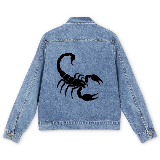 Bold Scorpion Vector Design – Tribal Wild Insect Men's Denim Jackets
