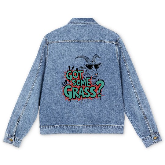 Goat Some Grass? Meme Goat Energy Men's Denim Jackets