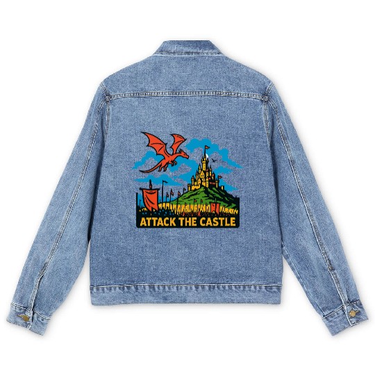 Medieval Knight, Wizard and Monster Men's Denim Jackets