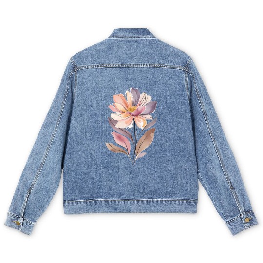 vibrant abstract floral arrangement feat Men's Denim Jackets