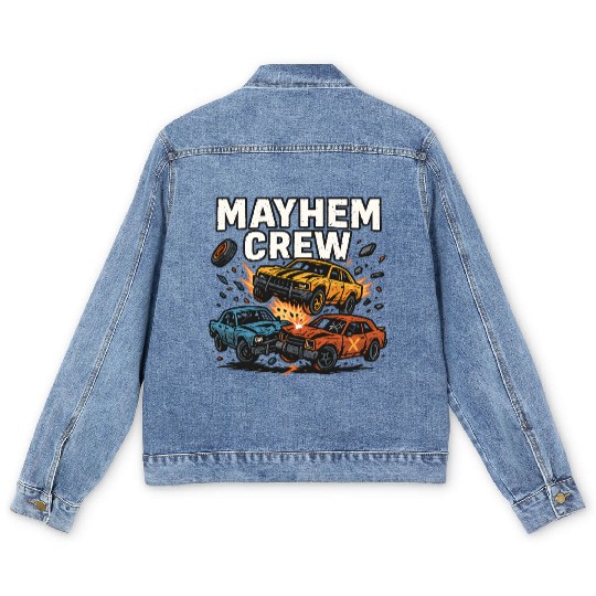 Mayhem crew derby Men's Denim Jackets crash race design wreckfest