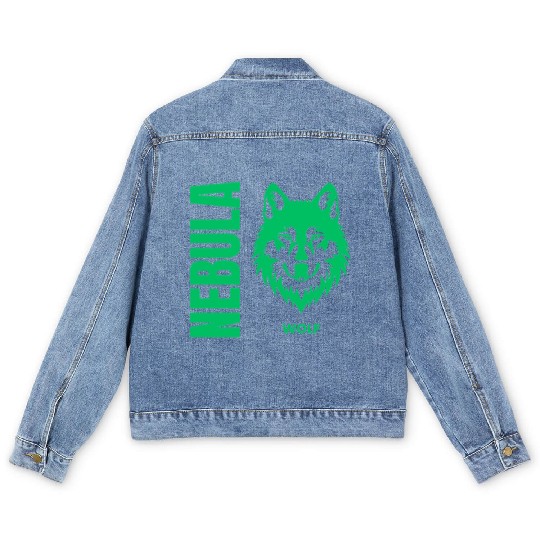 Nebula Wolf –Bold Minimalist Wolf Head Graphic Men's Denim Jackets
