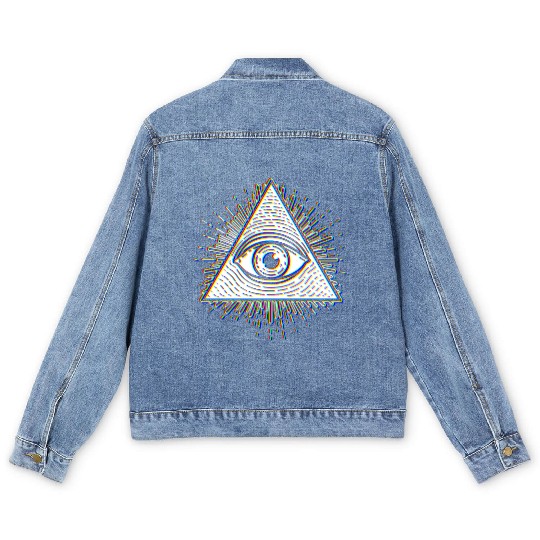 Illuminati - Psychedelic Seeing Eye - Evil Eye Men's Denim Jackets