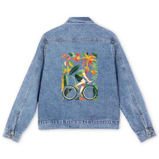 Cycling Boy Comic Look Men's Denim Jackets