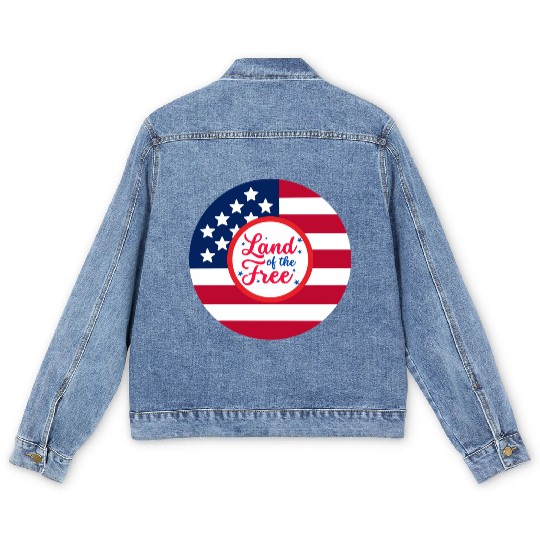 American Flag Design with Patriotic Quote Men's Denim Jackets