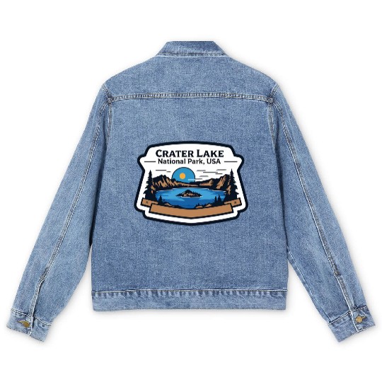 Crater Lake National Park Southern Oregon USA Logo Men's Denim Jackets