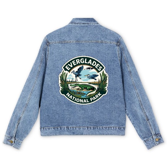Everglades National Park Florida USA Logo Men's Denim Jackets