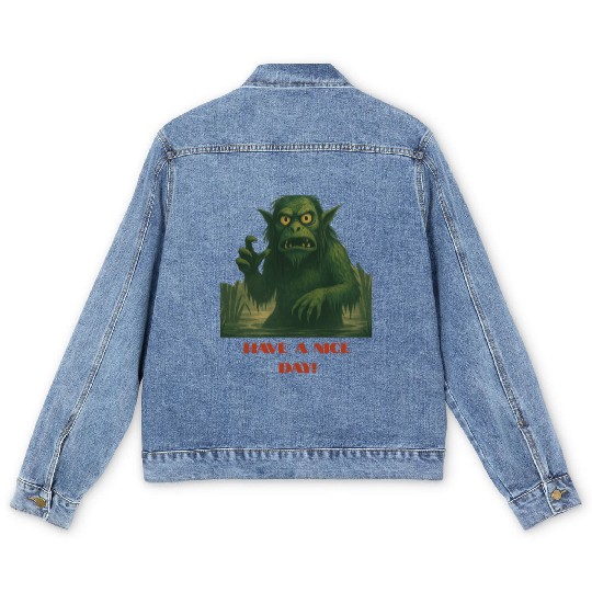 Have a Nice Day – Funny Monster Swamp Art Men's Denim Jackets