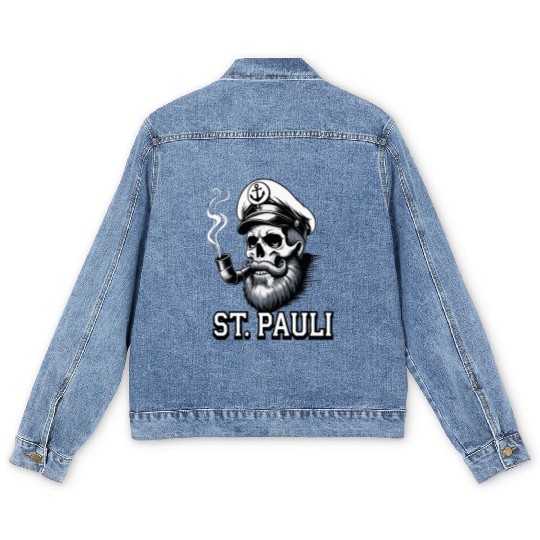 St Pauli Men's Denim Jackets Hamburg Sankt Pauli Pirate