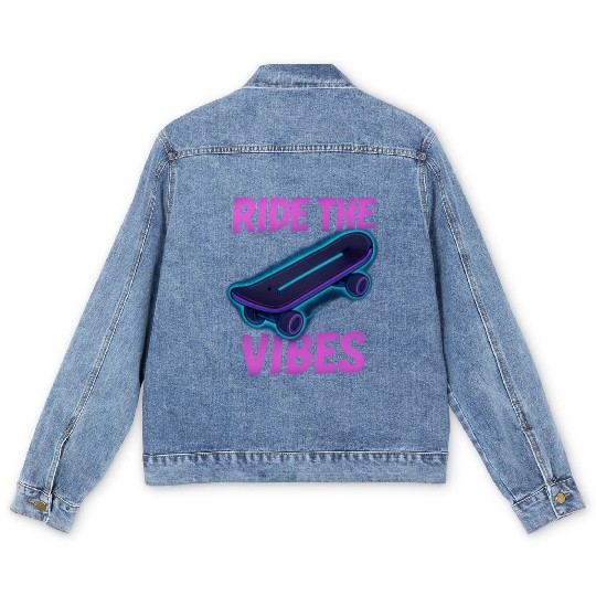 Neon Skate Vibes – Youth Streetwear Men's Denim Jackets