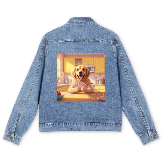 card game dog Men's Denim Jackets